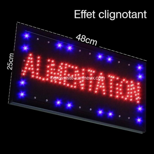 Panneau Lumineux OPEN à LED - 48x25 Cm, 106 LED Rouges/bleues, Clignotant, Câble 1,3 M